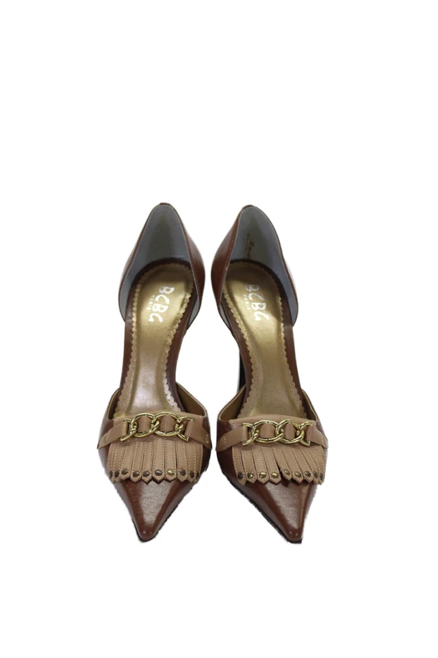 Zapatos de salón BCBG Paris para mujer de cuero con punta D'Orsay marrón talla 9 medianos Foto 2 de 4