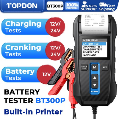 #ad #ad 🔥TOPDON BT300P Car Battery Tester Charging Test Load Test with Built in Printer $79.99