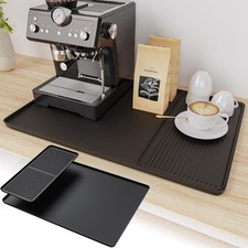 2-in-1 Coffee Mat  Dish Drying Bar Mats for 24" x 16", Black