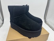 UGG Classic Mini Platform Boots Black Suede Ankle Winter Comfort Women's - 9