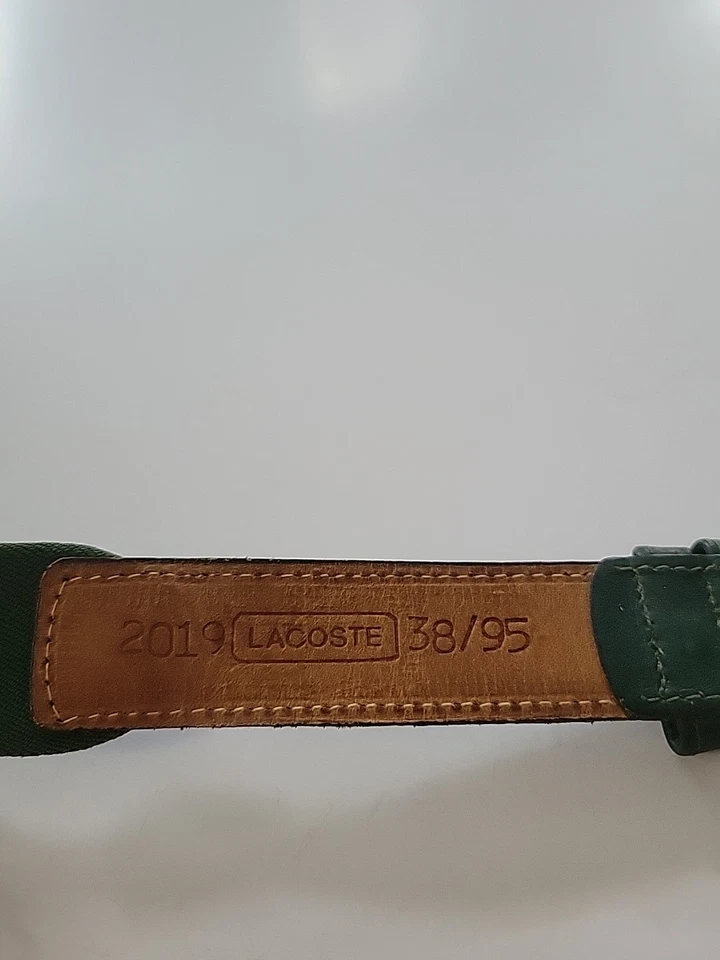 Lacoste Green Solid Cotton & Leather Belt Sz 38/95. - Image 4 of 4