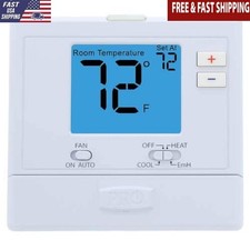Digital Non-Programmable Multi-Stage Thermostat Heat Pump 2H1C 24V Push Button