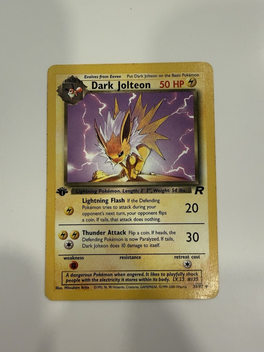 Dark Jolteon ERROR 1st Edition Thick Stamp 38/82 Team Rocket