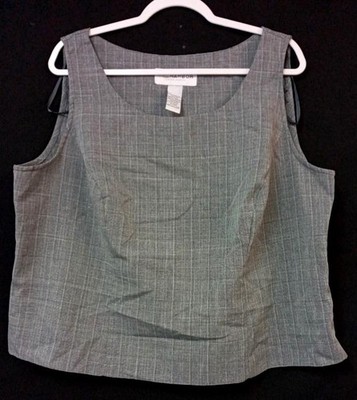 Sag Harbor 20W gray circle neck dressy career shell sleeveless plus top
