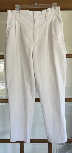 OFF WHITE Pantalone abito donna un nuovo giorno tg 8 bianco sporco plissettato davanti elasticizzato vita tasche