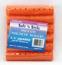 Vintage Soft 'N Style Magnetic Hair Rollers  Orange 3/4" Dia. 13/16  Set of 12