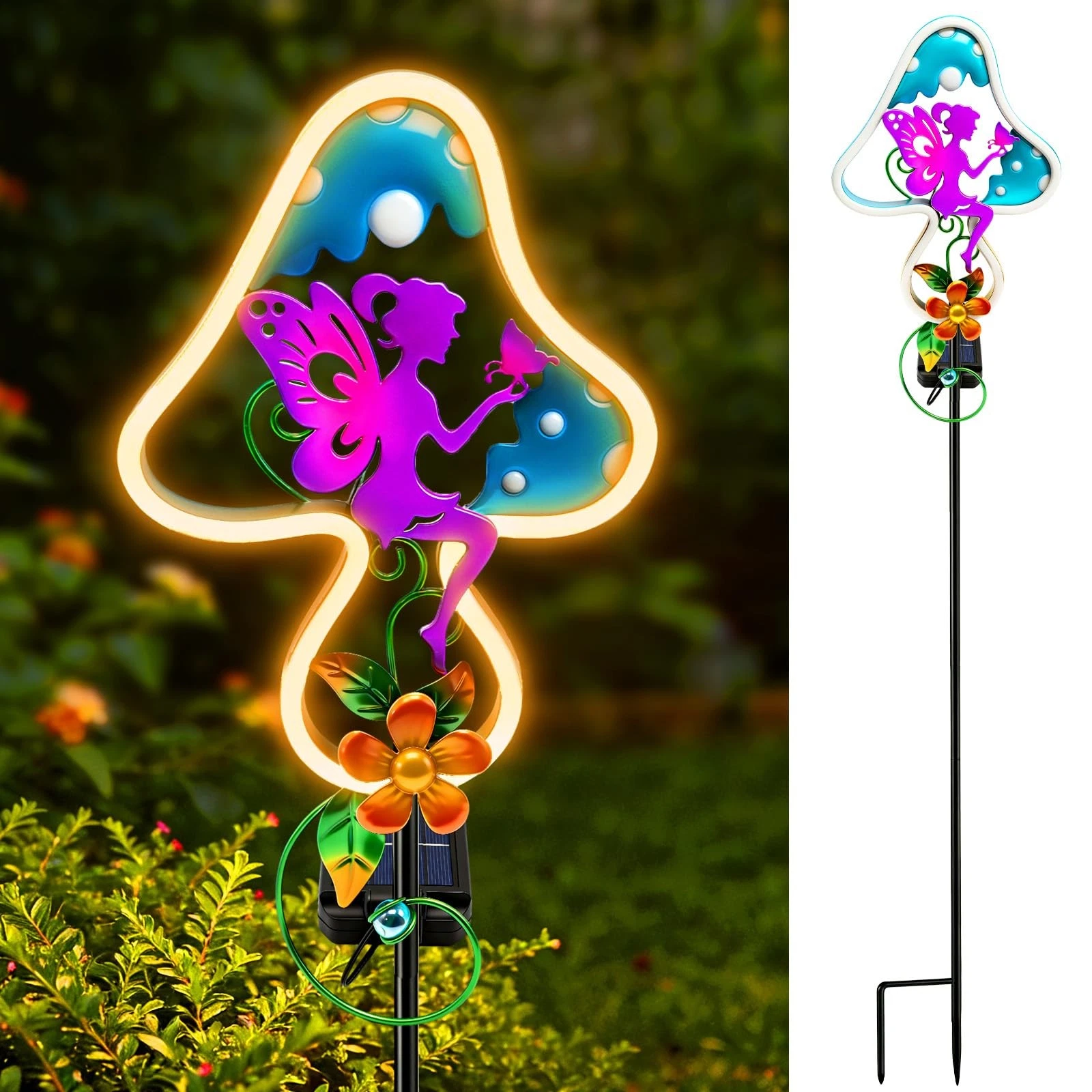 Solar Fairy Garden Stake Lights Outdoor,Gift for Mom,Neon Fairy Garden Decor ...