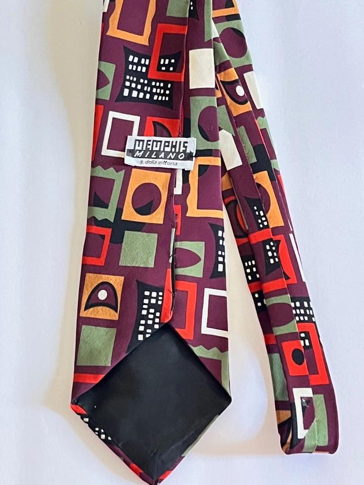 Corbata de seda Memphis Milano diseñada por G. Della Vittoria. Vintage años 80 usado en excelente estado Foto 4 de 4