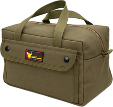 Waxed Canvas Duffle Bag Water Resistant Military Style Travel Work, Olive Green