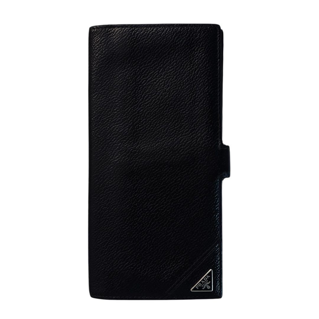 PRADA 2MV015 Saffiano Triangle Logo Continental Bifold Long Wallet Black 3.5x7.5 thumbnail 22