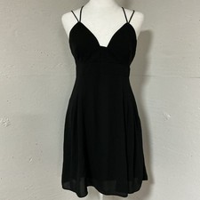 Women’s Express Black sexy Spaghetti Straps Flare Dress Open Back Size 8