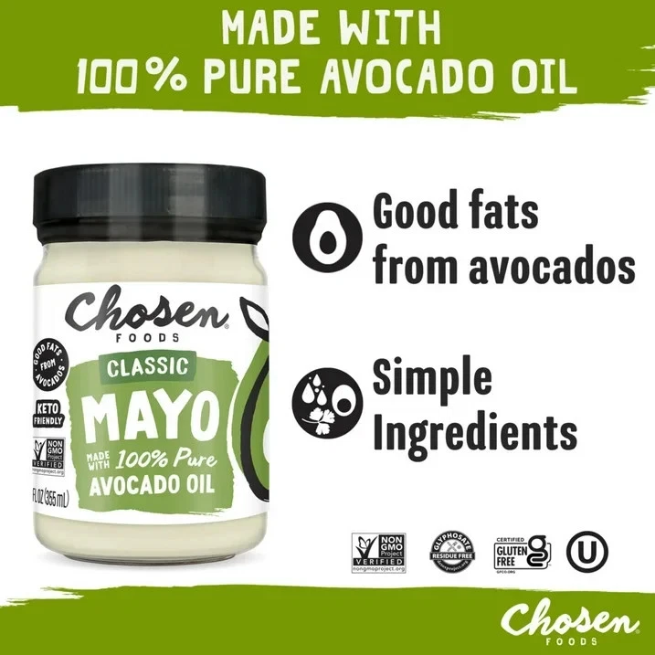 Aceite de aguacate Chosen Foods 100 % puro Classic Mayo tarro de 12 fl oz. Foto 3 de 4