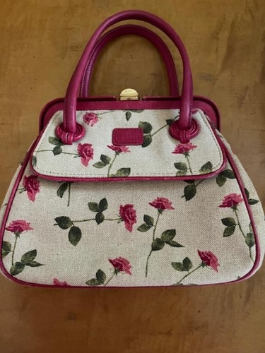 Darling Vtg Lulu Guiness Top Handle Roses Handbag