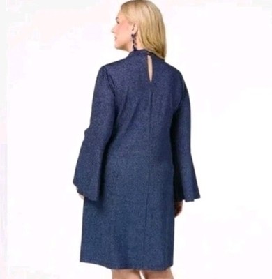 Metallic Midnight Blue Dress Women's 14/16 W Cato 1X Knee Length Plus NEW |  eBay