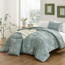 downluxe King Size Comforter Set - 3 Pieces Dark Green Bedding Comforter Sets, B