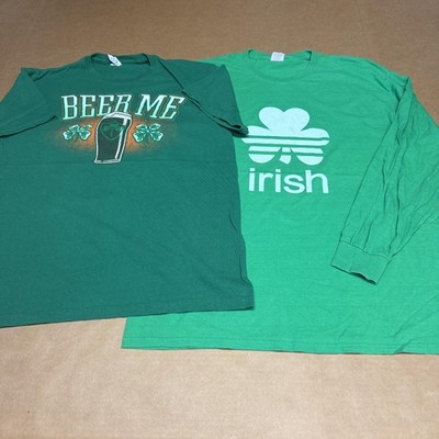 Fruit Of The Loom & Delta Shirt Lot 2 Mens L/XL Green Beer Irish St Patrick Tees