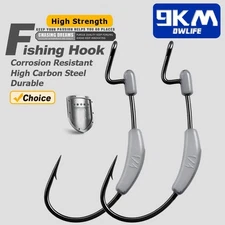 5~10Pcs High Strength Ewg Hooks with Weighted Worm Soft Hook for Fishing Bass