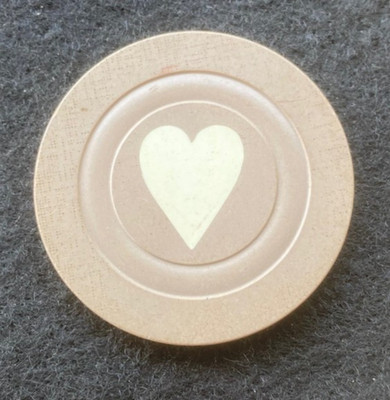 Antique Heart or Love Poker Chip - Grey Color - 1900s Old Rare Gaming