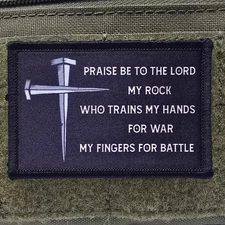 Psalms 144:1-2 Patch Moral Tactical Religion Military War Army Hook & Loop 3x2