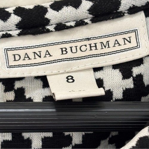 Dana Buchman schwarz weiß Hahnentritt ärmellos Fit & Flare Kleid Gr. 8 - Bild 8 von 9