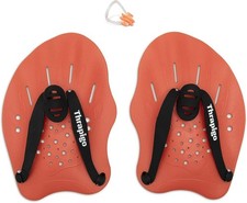 Swimming Hand Paddles Adjustable Training Adult Orange  Nose Clip  Bag