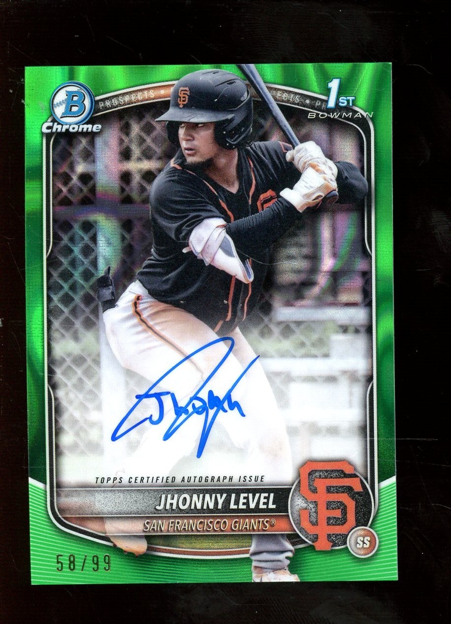 2025 Bowman Chrome Prospects #CPA-JL Jhonny Level 1st Bowman Green Auto /99