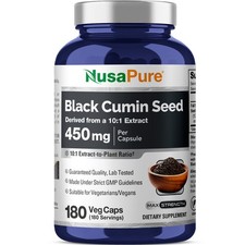 NusaPure Black Cumin Seed, 450 mg, 180 Veg Capsules