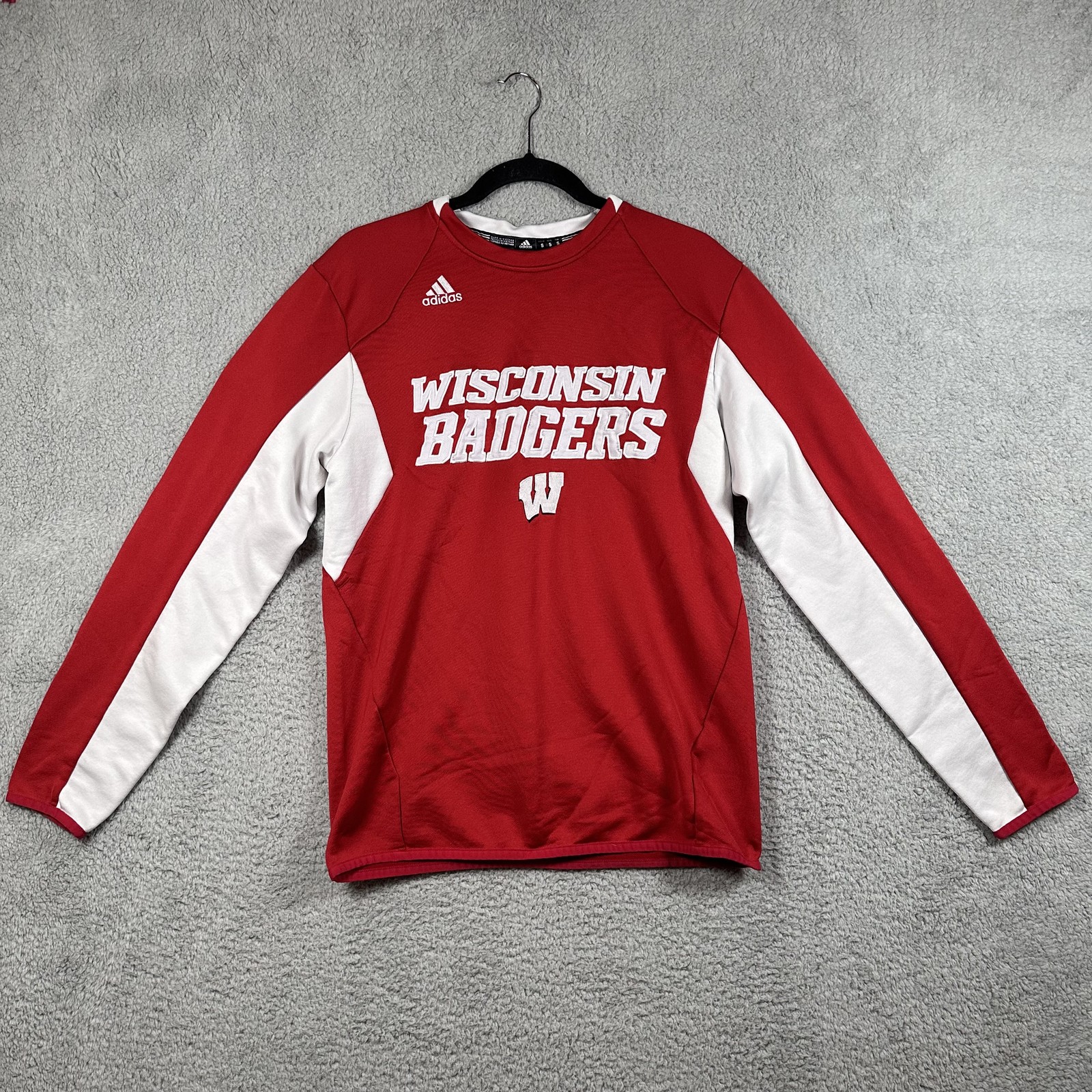 Wisconsin Badgers Shirt Mens Small NCAA Basketball Adidas Climalite Top