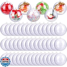 ANVAVO 50 Pieces 3.2 inch Clear Plastic Fillable Ball Ornaments - DIY Craft T