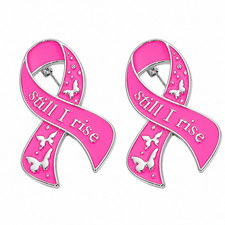 2pcs Pink Awareness Ribbon Brooch Still I Rise Butterfly Pins for Women