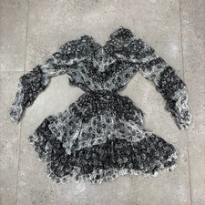 Zimmermann Floral Chiffon Dress Women's Size S Black White Long Sleeve Layered