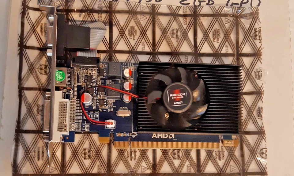 AMD HD 7450, 2GB DDR3 ,HDMI VGA,DVI, PCIE, HALF HEIGHT CARD, BRACKETS INCL. NEW - Image 2 of 4