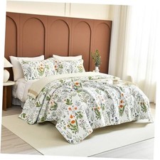 Floral Quilt Size Bedding Set 110"x98" 3Pcs 100 Cotton Quilt King Pattern C