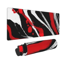 Black White Red Abstract Gaming Mouse Pad Extended Large Mouse Mat 31.5 X 11....
