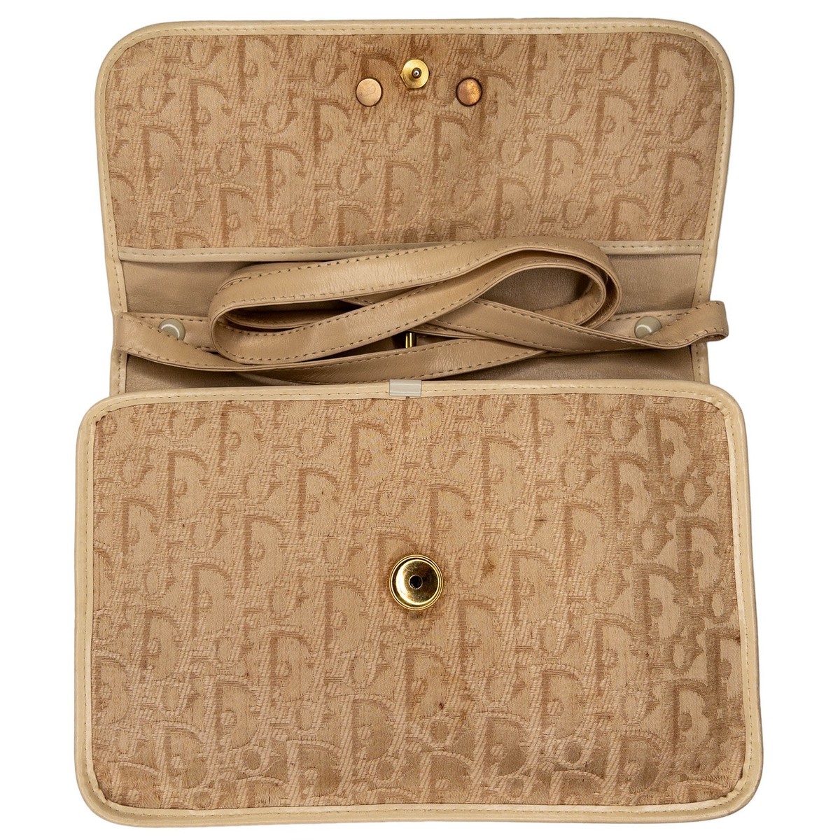 vintage DIOR ハンドバッグ　キャメル　ゴールド金具　90s VTG 1980's - Early 1990's Christian Dior Gold Logo Clutch Handbag