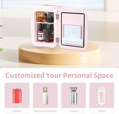 Mini Fridge, 4 Liter/6 Cans Small Refrigerator for Skincare, 110V AC/ 12V DC The - 第 3/12 張圖片