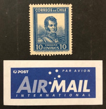 1931 Chile 10 Centavos Bernardo O’Higgins + Unused Par Avion Sticker