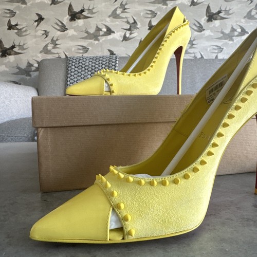 Christian Louboutin Duvette Spike 100 Piou Yellow Court Heels Size 38 UK 5 Pumps - 第 6/24 張圖片