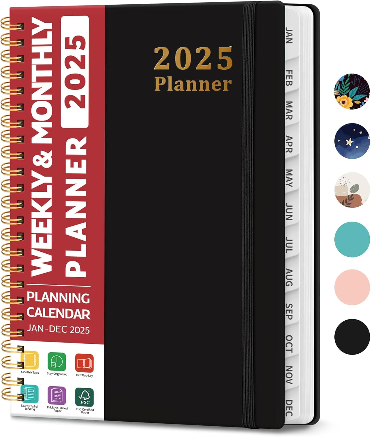 2025 Planner - Weekly and Monthly Planner Spiral Bound, January 2025 - December