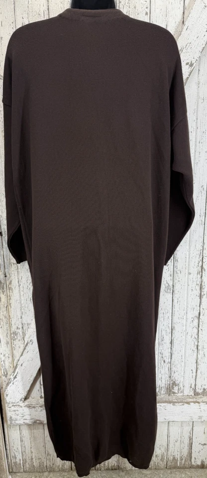 Eileen Fisher Long Length Brown Cardigan Sweater Womens Size 2 Maxi Duster - Image 3 of 4