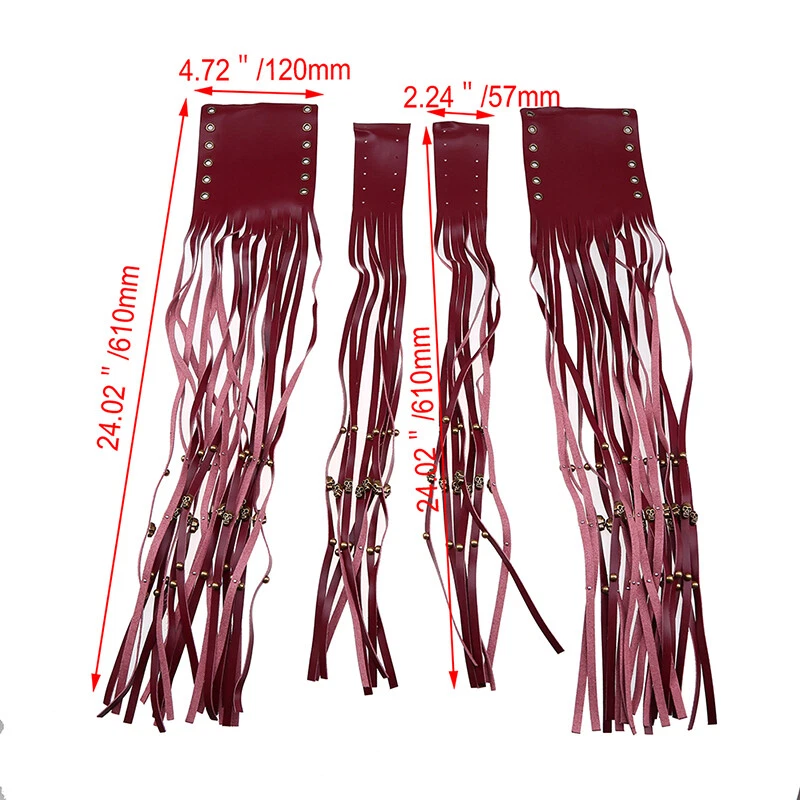 7/8" Motorcycle Hand Grips Covers Fringe Tassel Cover Leather Universal Motor - Image 2 of 4
