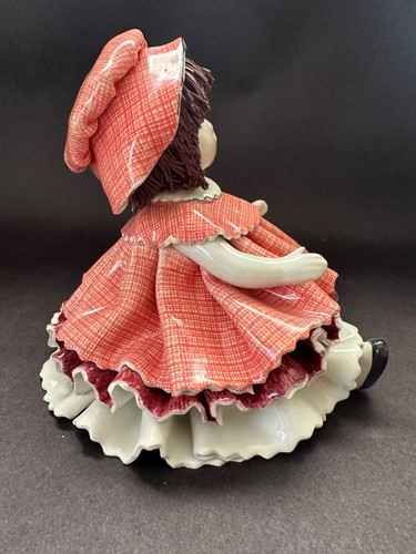 Zampiva Italy statuina bambola ceramica vintage con vestito a quadri e cappello - Foto 8 di 10