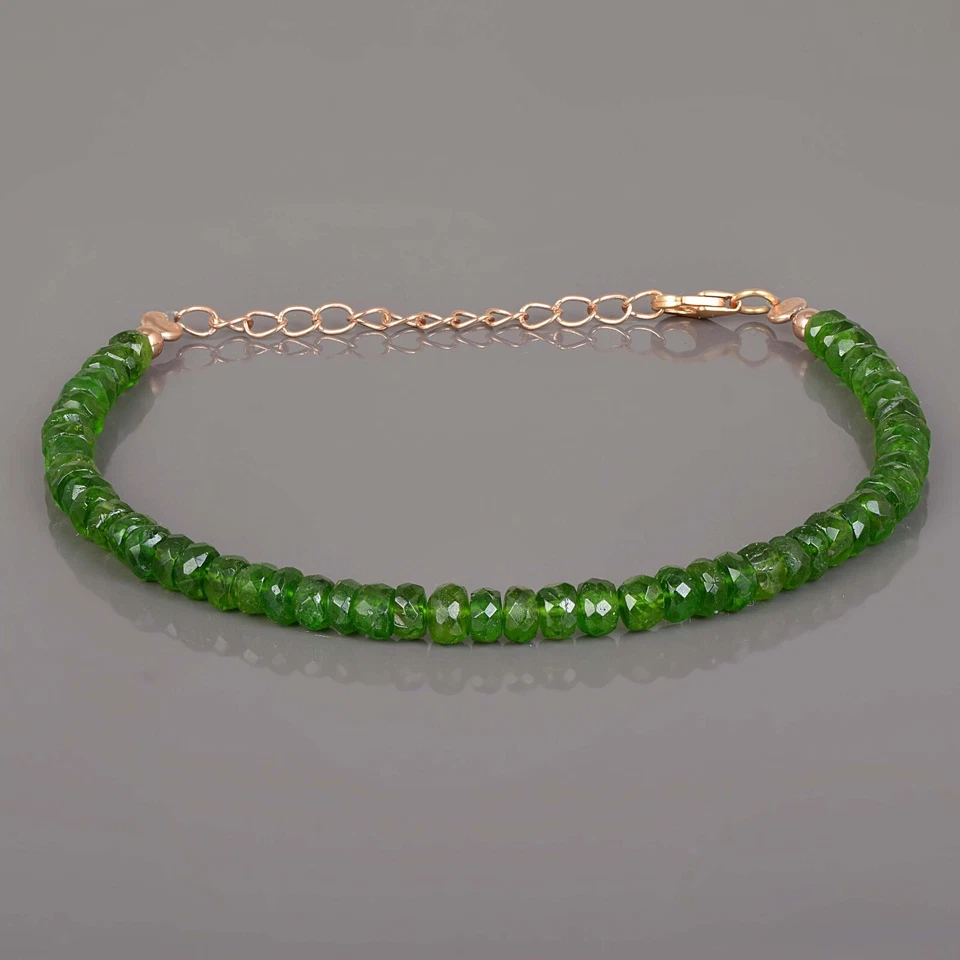 Pacote combo de pedras preciosas naturais cromo diópsido contas de prata pulseira colar presente - Imagem 2 de 4