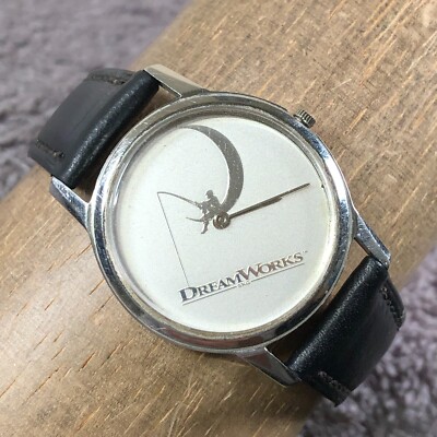 Dream Works Unisex Fishing Boy On The Moon Logo Leather Quartz 33mm Watch 7 1/2''