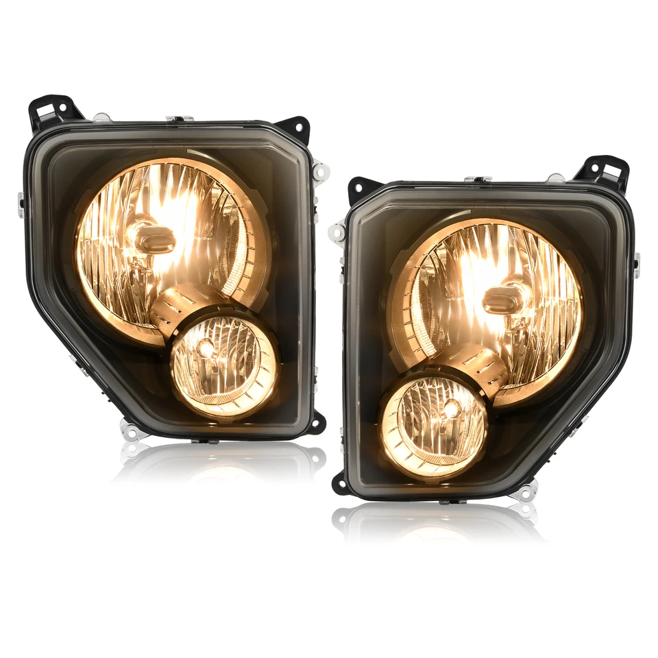 Juego de pares de faros halógenos negros para Jeep Liberty 2008-12 lado conductor y pasajero Foto 2 de 4