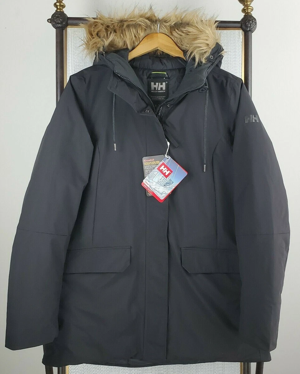 NWT 275 HELLY HANSEN Size XL Womens Black Helly Tech Insulated Jacket Parka