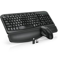 SABLUTE Ergonomic Wireless Keyboard and Mouse Combo - Wave Keyboard  Wrist Rest