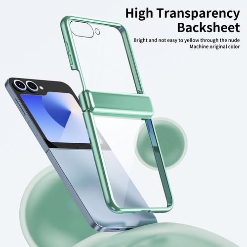For Samsung Galaxy Z Flip6, Luxury Hinge Planting Clear Case Cover Glass Film - Picture 8 of 25