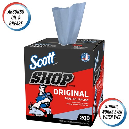 Scott Shop Towels Pop-Up Box, 10" x 12", 8 Boxes, 1600 Towels (75190) - Picture 4 of 12