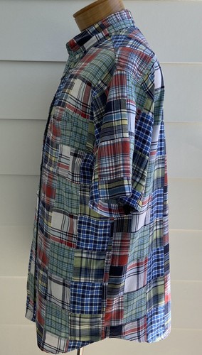 BOCA CLASSICS Men’s Sz Large India Madras Plaid Patchwork Short Sleeve Shirt EUC - Picture 5 of 9
